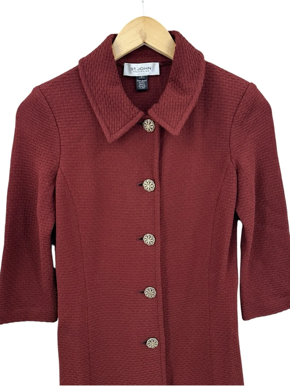 ST JOHN COLLECTION Wool Coat Jacket Button Knit